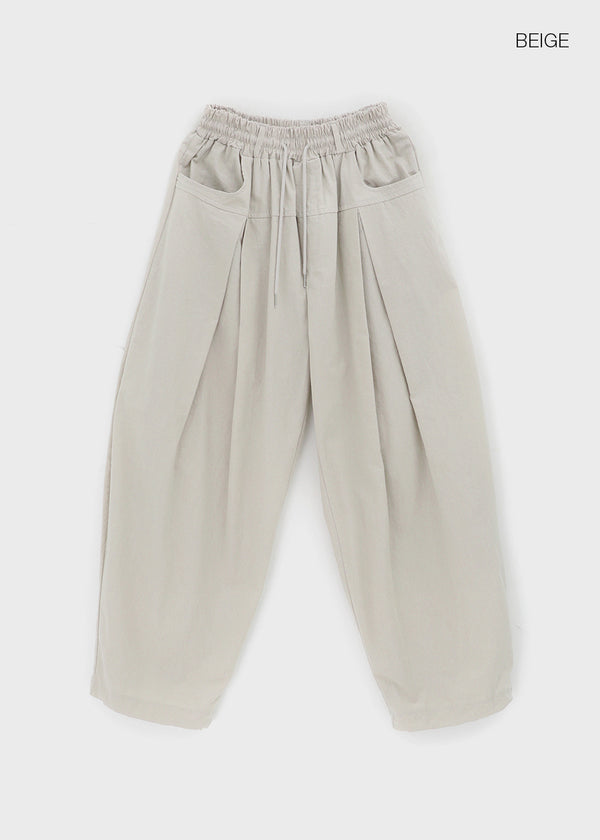 (UNISEX) Eiko Pintuck Wide Elastic Waist Pants