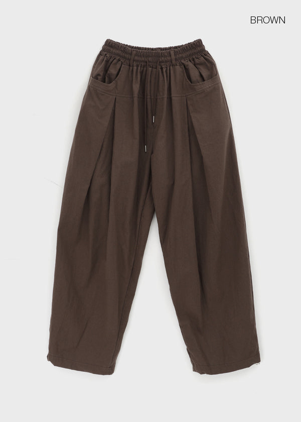(UNISEX) Eiko Pintuck Wide Elastic Waist Pants