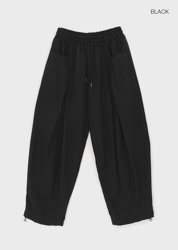 (UNISEX) Eiko Pintuck Wide Elastic Waist Pants