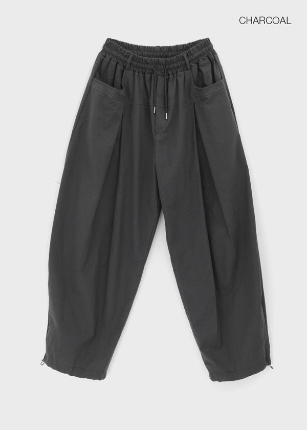 (UNISEX) Eiko Pintuck Wide Elastic Waist Pants