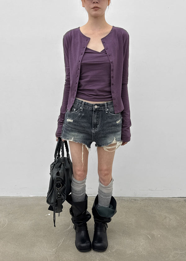 Anywar Damaged Denim Shorts