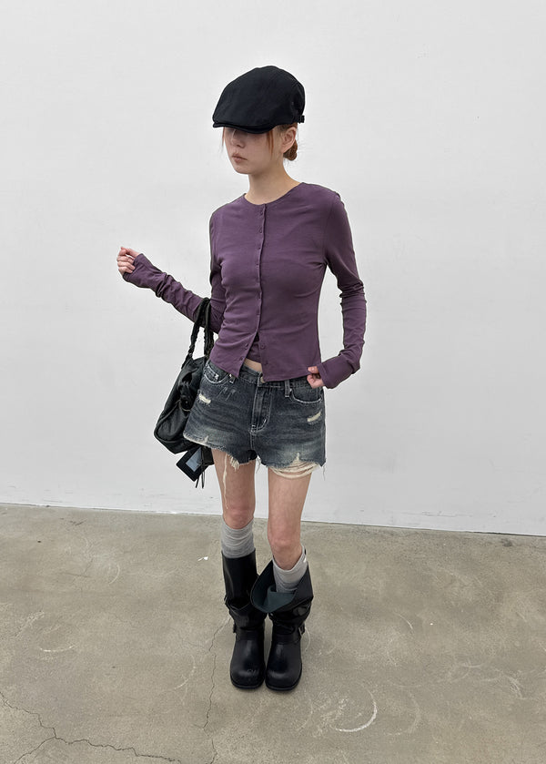 Anywar Damaged Denim Shorts