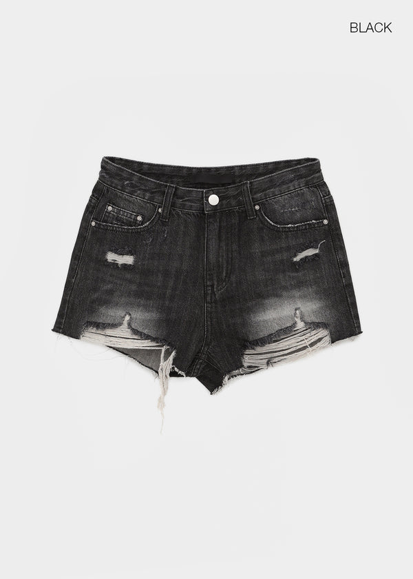 Anywar Damaged Denim Shorts
