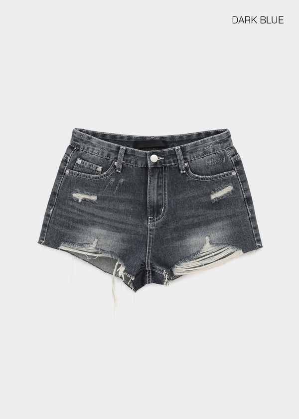 Anywar Damaged Denim Shorts