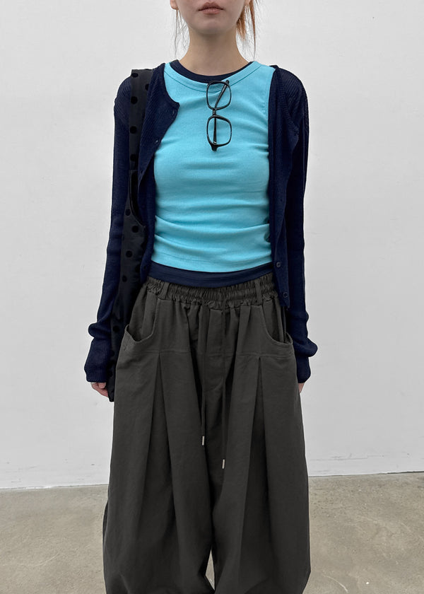 (UNISEX) Eiko Pintuck Wide Elastic Waist Pants