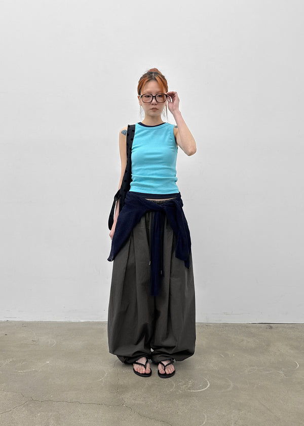 (UNISEX) Eiko Pintuck Wide Elastic Waist Pants