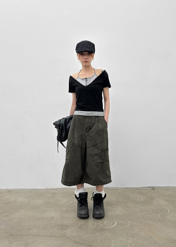 [MADE] Dolla Stripe Layered Short Sleeve Top