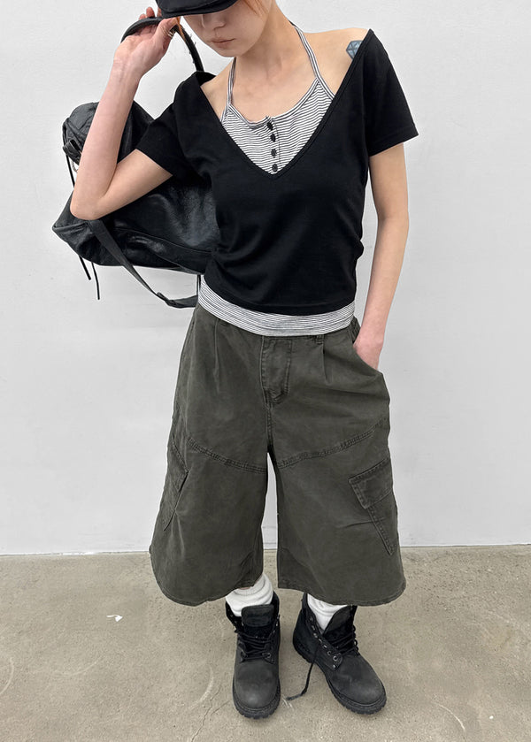 [MADE] Dolla Stripe Layered Short Sleeve Top
