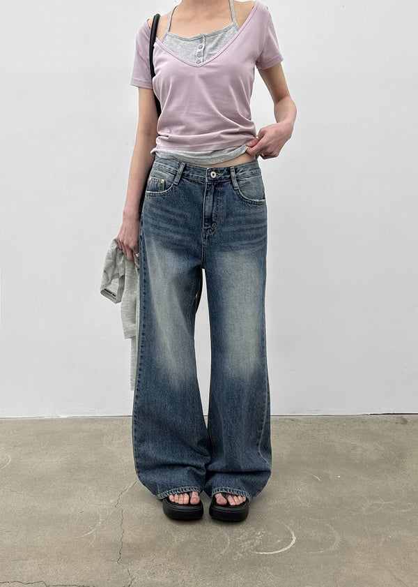 Wisyou Wide Bootcut Denim Pants