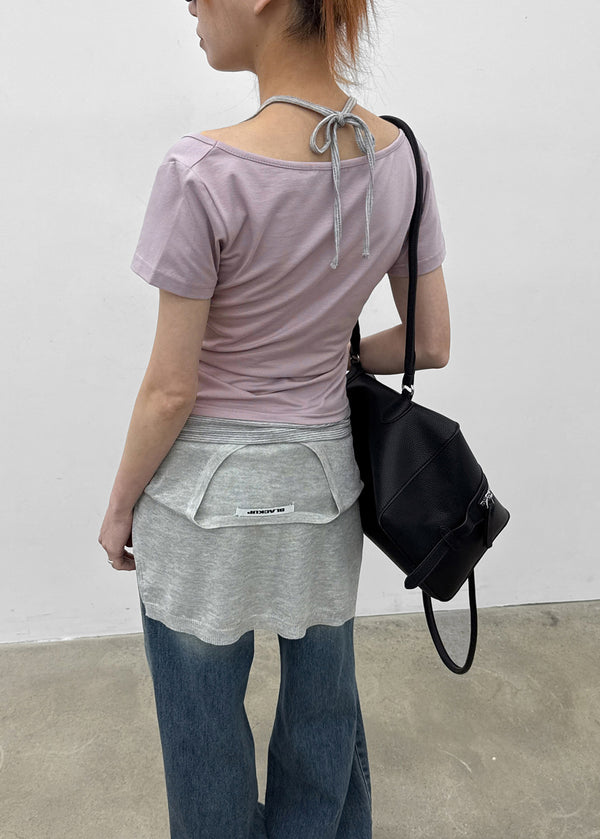 [MADE] Dolla Stripe Layered Short Sleeve Top