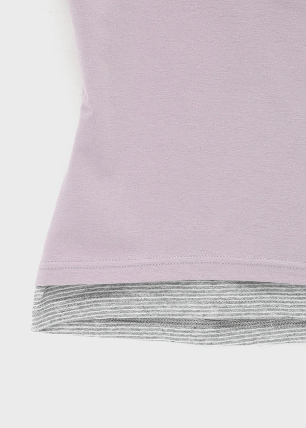 [MADE] Dolla Stripe Layered Short Sleeve Top