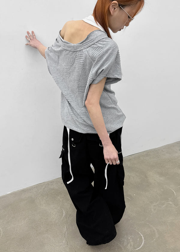 Mekki Dot Strap Off-shoulder Short Sleeve Tee