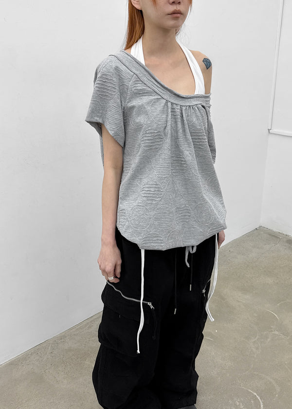 Mekki Dot Strap Off-shoulder Short Sleeve Tee