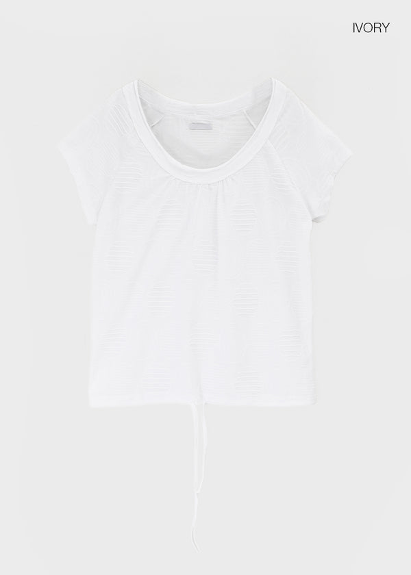 Mekki Dot Strap Off-shoulder Short Sleeve Tee