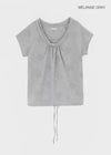 Mekki Dot Strap Off-shoulder Short Sleeve Tee
