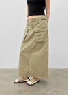 Zelkin Buckle Pocket Cotton Long Skirt