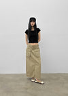 Zelkin Buckle Pocket Cotton Long Skirt
