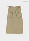 Zelkin Buckle Pocket Cotton Long Skirt