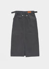 Zelkin Buckle Pocket Cotton Long Skirt