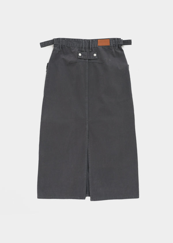 Zelkin Buckle Pocket Cotton Long Skirt