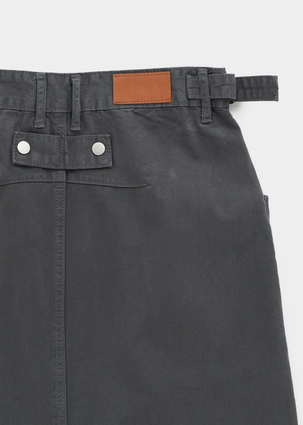 Zelkin Buckle Pocket Cotton Long Skirt