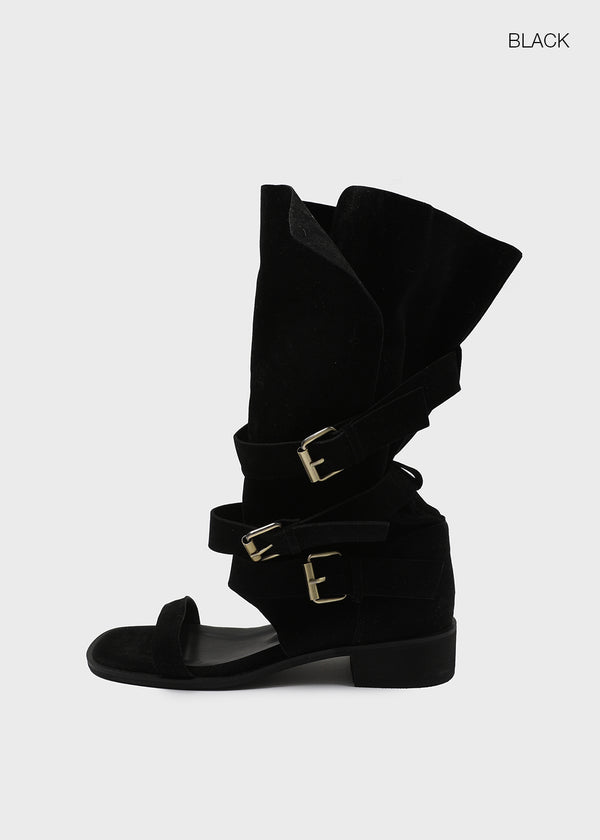 Teku Suede Open-toe Buckle Long Boots