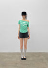 Tikill Lettering Off-shoulder Short Sleeve T-shirt