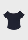 Tikill Lettering Off-shoulder Short Sleeve T-shirt