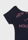 Tikill Lettering Off-shoulder Short Sleeve T-shirt