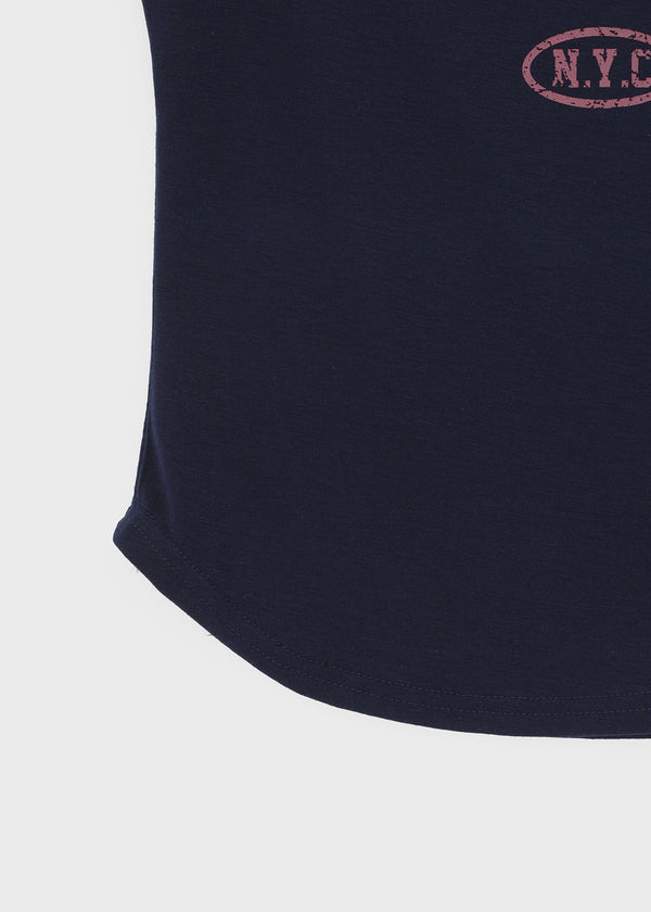 Tikill Lettering Off-shoulder Short Sleeve T-shirt