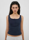 [B-BASIC] Tension Standard Square Henley Neck Sleeveless Top (2 SIZE)