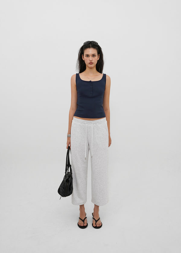 [B-BASIC] Tension Standard Square Henley Neck Sleeveless Top (2 SIZE)