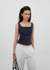 [B-BASIC] Tension Standard Square Henley Neck Sleeveless Top (2 SIZE)