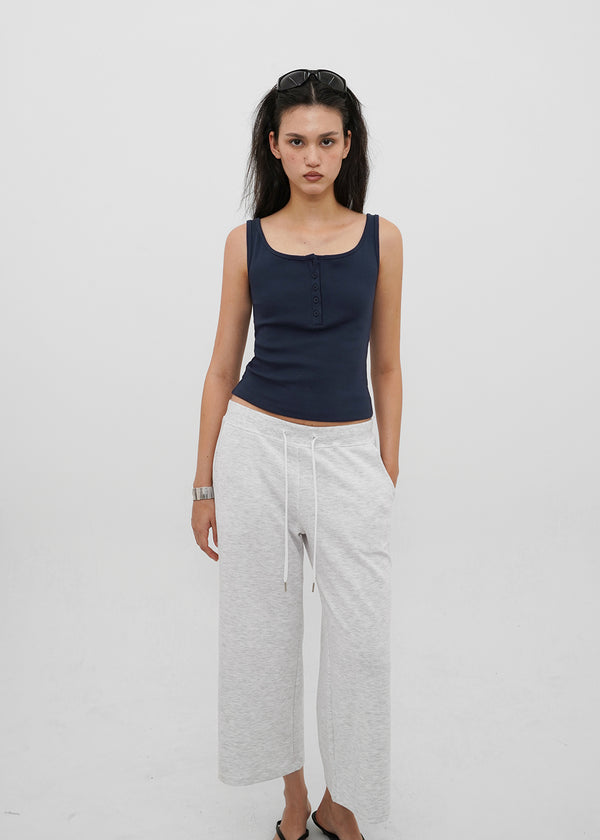 [B-BASIC] Tension Standard Square Henley Neck Sleeveless Top (2 SIZE)