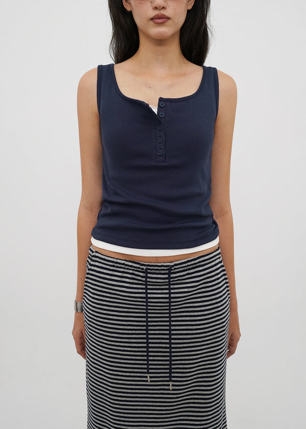 [B-BASIC] Tension Standard Square Henley Neck Sleeveless Top (2 SIZE)