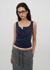 [B-BASIC] Tension Standard Square Henley Neck Sleeveless Top (2 SIZE)
