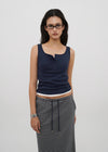 [B-BASIC] Tension Standard Square Henley Neck Sleeveless Top (2 SIZE)