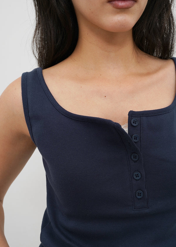 [B-BASIC] Tension Standard Square Henley Neck Sleeveless Top (2 SIZE)