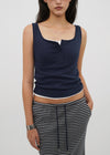 [B-BASIC] Tension Standard Square Henley Neck Sleeveless Top (2 SIZE)