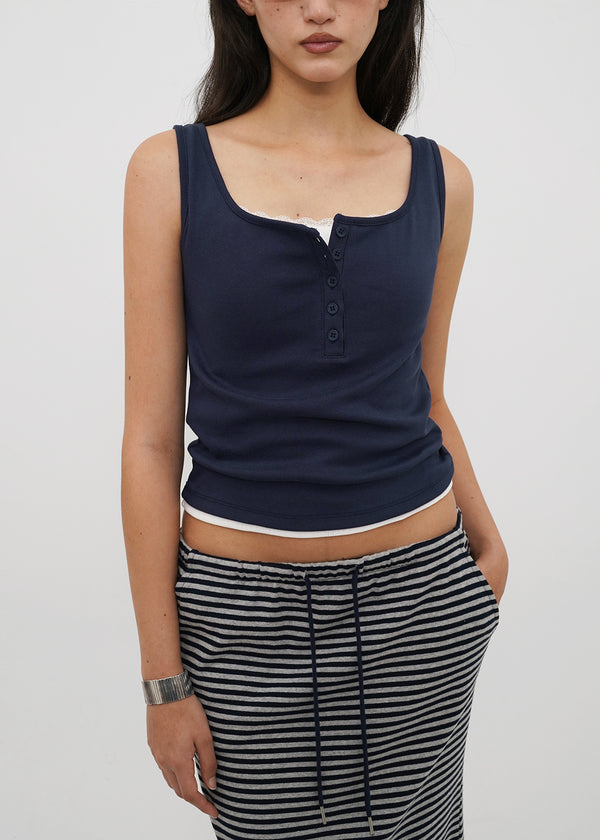 [B-BASIC] Tension Standard Square Henley Neck Sleeveless Top (2 SIZE)