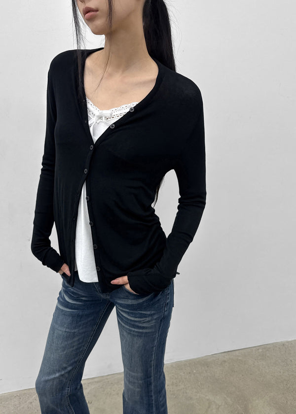 Tipol V-neck Tencel Long Cardigan
