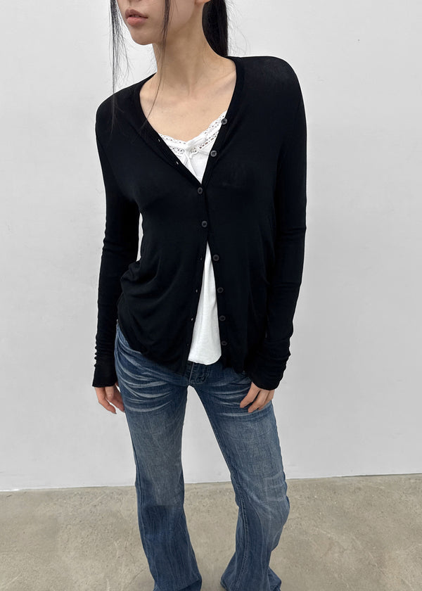 Tipol V-neck Tencel Long Cardigan