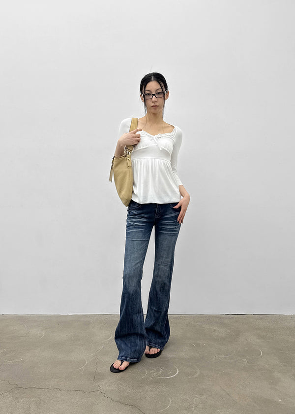 Temto Washed Low-rise Bootcut Denim Pants
