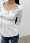 Licia V-neck Lace 3/4 Sleeve T-shirt