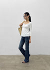 Licia V-neck Lace 3/4 Sleeve T-shirt