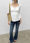 Licia V-neck Lace 3/4 Sleeve T-shirt