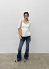 Licia V-neck Lace 3/4 Sleeve T-shirt