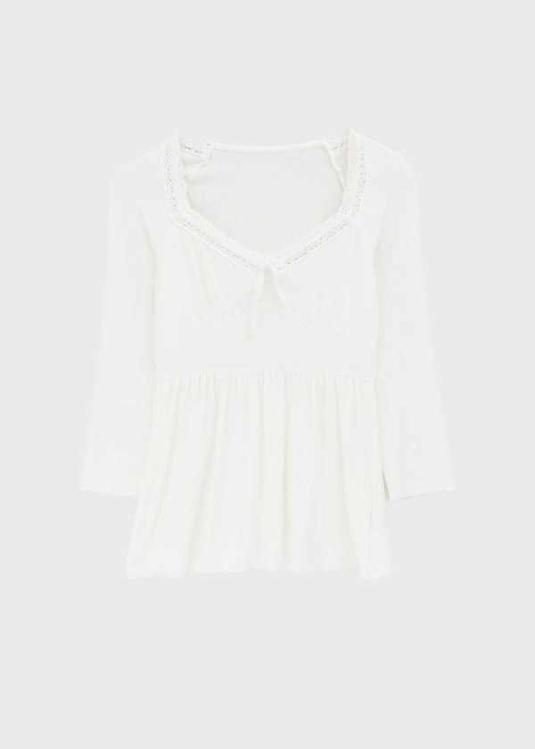 Licia V-neck Lace 3/4 Sleeve T-shirt