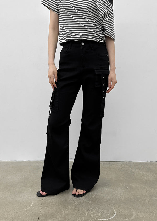 Cuncring Strap Cargo Bootcut Pants