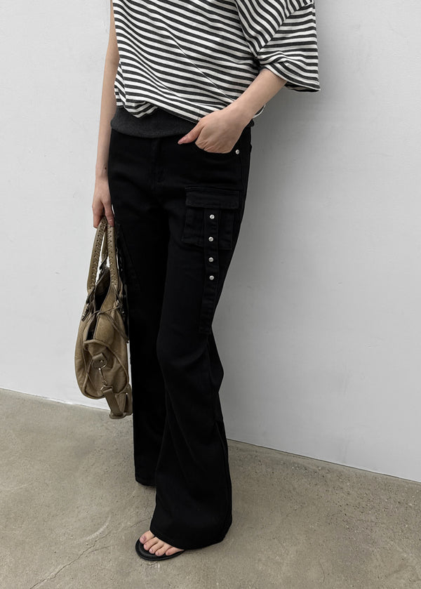 Cuncring Strap Cargo Bootcut Pants